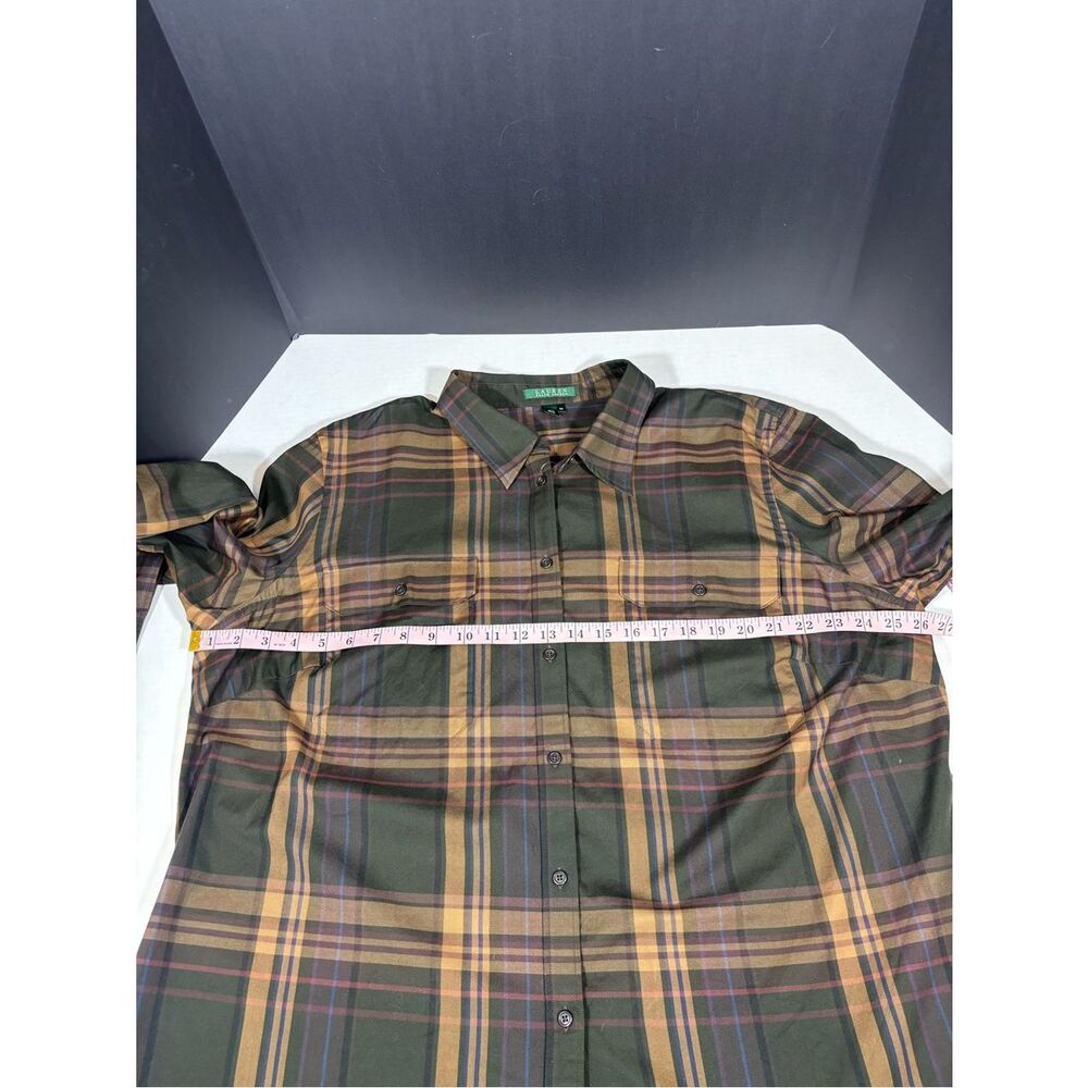Lauren Ralph Lauren Women’s Button Up Dress Shirt Plaid 3X NWT Elbow Patches - Picture 11 of 12